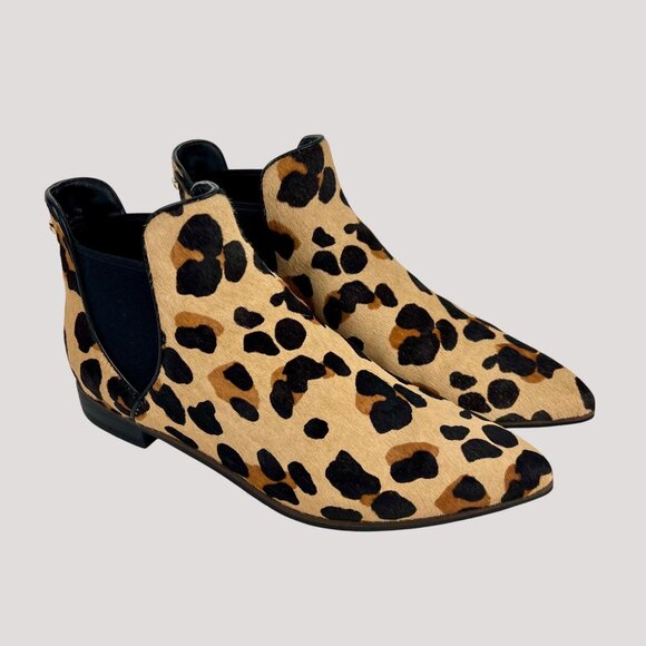 Cole Haan Womens Hara Jaguar Print Haircalf Chelsea Ankle Boots Low Heel size 7B - Picture 1 of 16